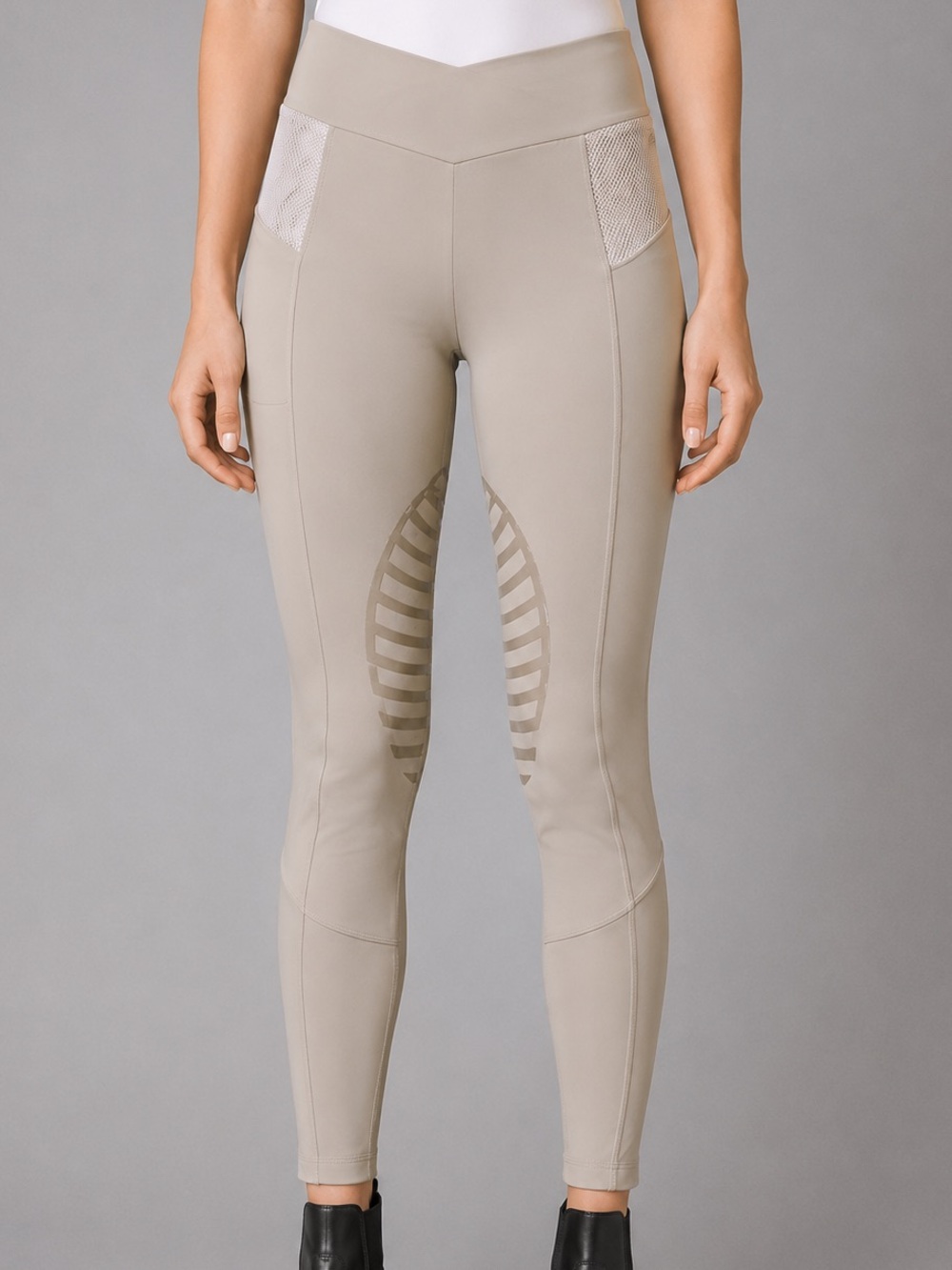 HR Farm Beige Riding Leggings Silicone Grip Equestrian Tights
